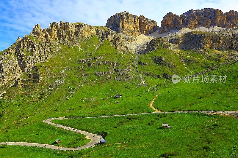 SAS Pordoi山路，Dolomites，意大利泰洛阿尔卑斯山